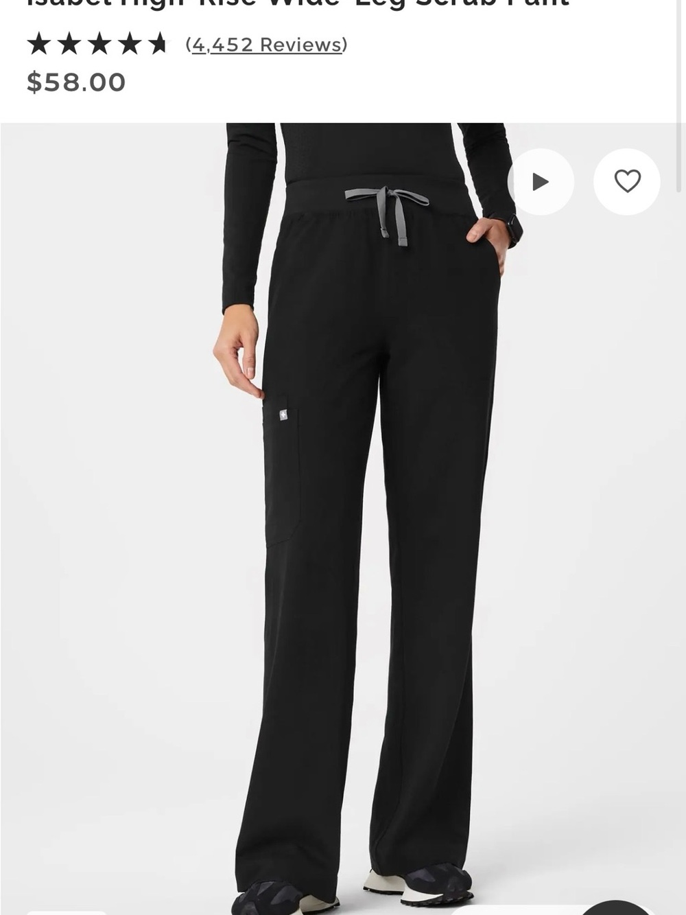 Figs Isabel Wide-Leg Scrub Pant — Black